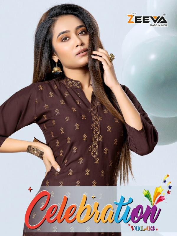 Zeeva Celebration Vol 3 Rayon Designer Kurti Collection